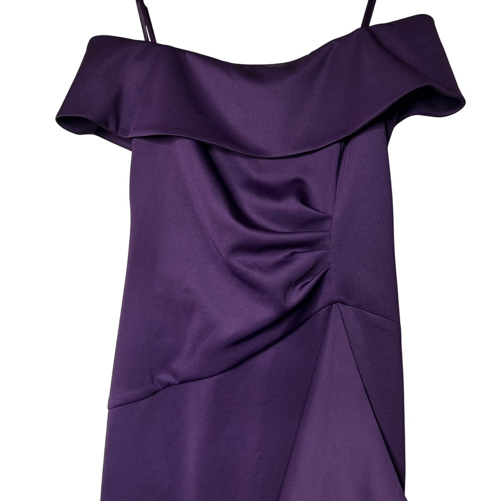 Xscape Purple Berry‎ Off Shoulder Formal Maxi Dress Size 16W Scuba Off Shoulder